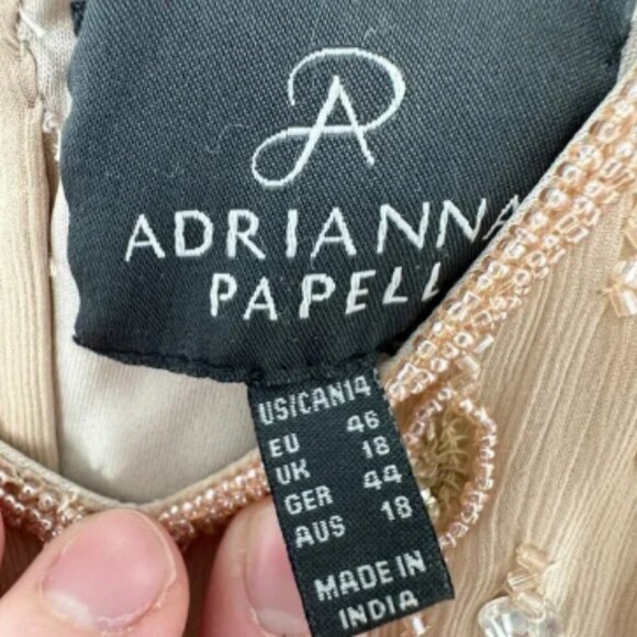 Adrianna Papell Size 14 Dress Peach Beaded Flowy Formal Bridesmaid Wedding Guest - Picture 5 of 7